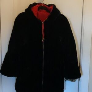 Reversible faux fur coat